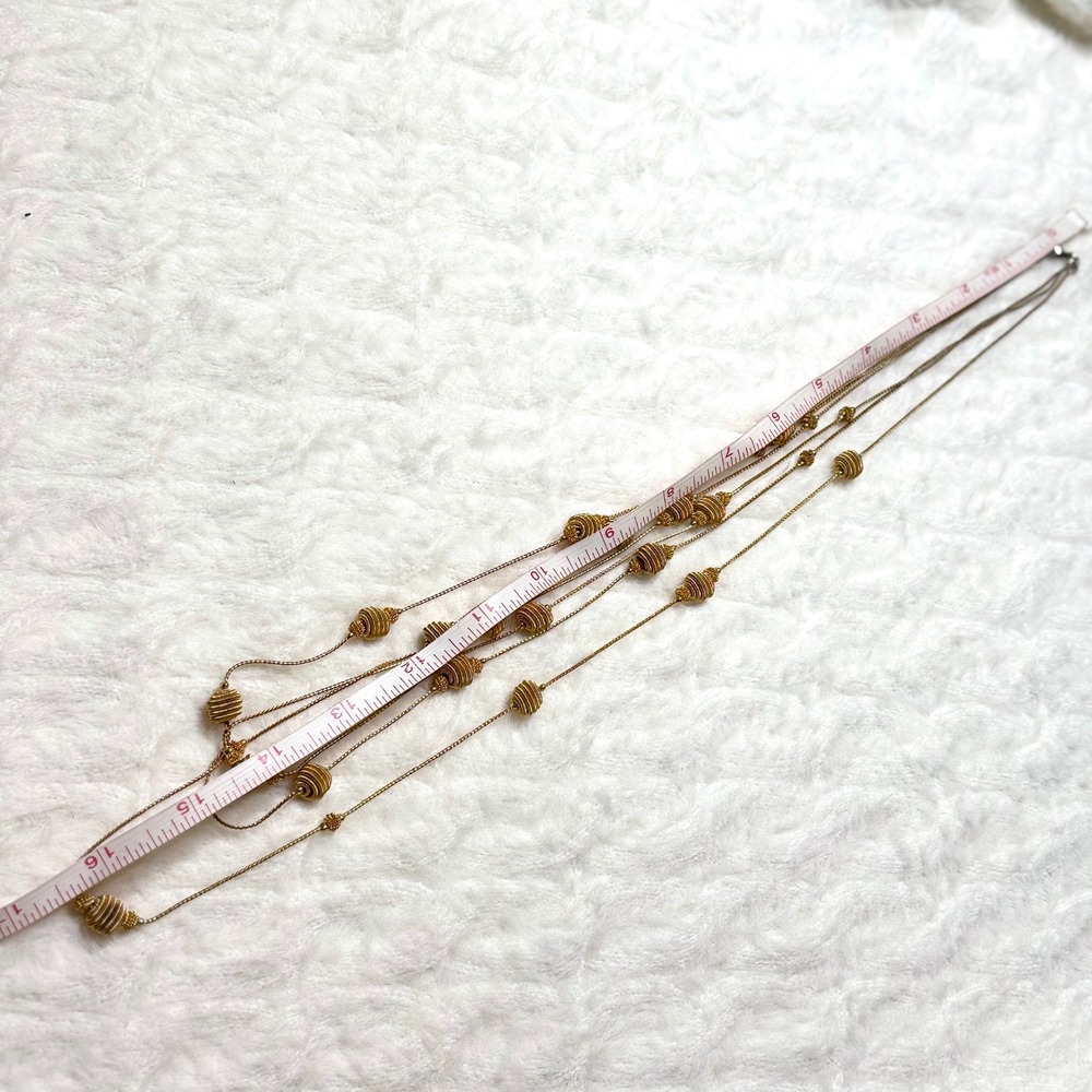 Vintage Trifari 3 Strand Gold Tone Necklace Woven Bead Accent Clasp Closure - Picture 8 of 8